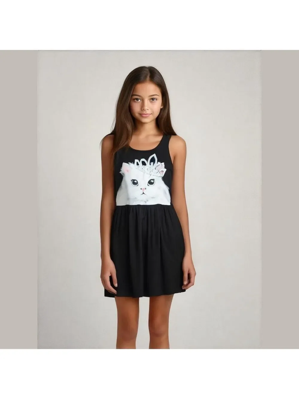EUC Girl's 18 Justice Sleeveless Dress Cat Princess